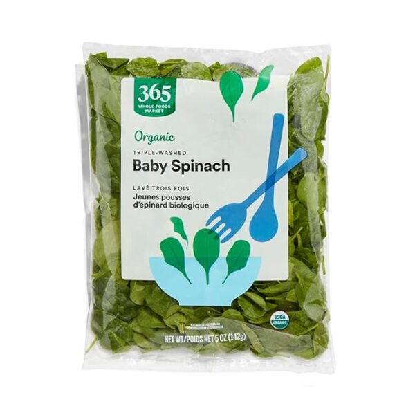 365 by Whole Foods Market, Salad Bag Spinach Baby Organic, 5 Ounce