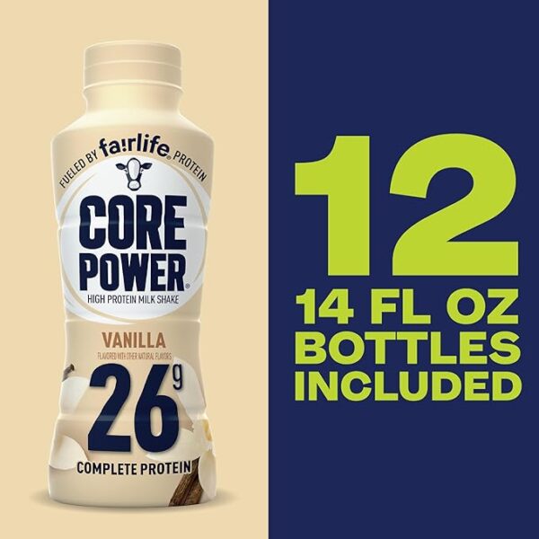 Core Power Fairlife 26g Protein Milk Shakes, Ready To Drink for Workout Recovery Liquid, Vanilla, 14 Fl Oz Bottle, kosher (Pack of 12) - Image 6