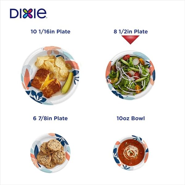 Dixie Medium Paper Plates, 8.5 Inch, 90 Count, 2X Stronger*, Microwave-Safe, Soak-Proof, Cut Resistant, Disposable Plates For Everyday Breakfast, Lunch, & Dinner Meals - Image 5