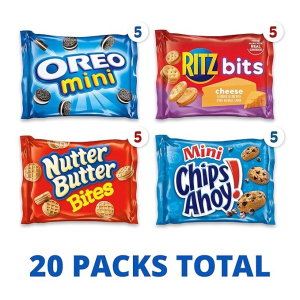 Nabisco Classic Mix Variety Pack, OREO Mini, CHIPS AHOY! Mini, Nutter Butter Bites, RITZ Bits Cheese, 20 - 1 oz Snack Packs - Image 2