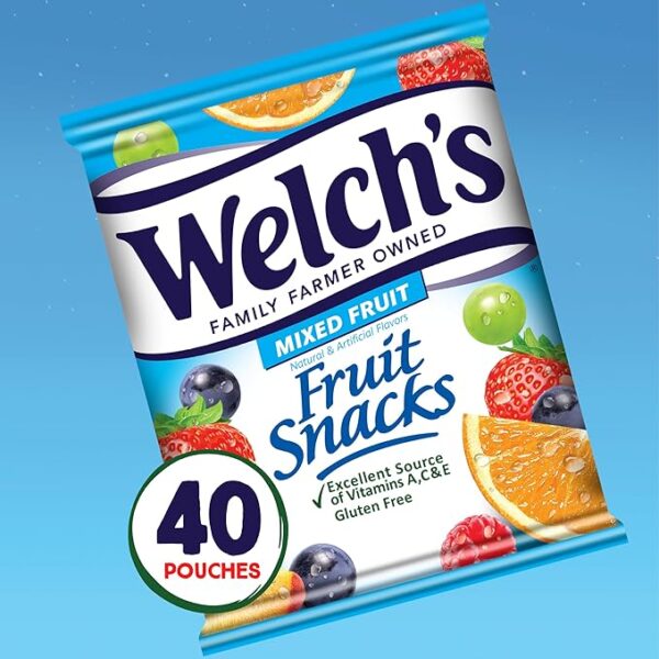 Welch's Fruit Snacks, Mixed Fruit, Perfect Halloween Candy Bulk Pack, Gluten Free, Individual Single Serve Bags, 0.8 oz (Pack of 40) - Image 2