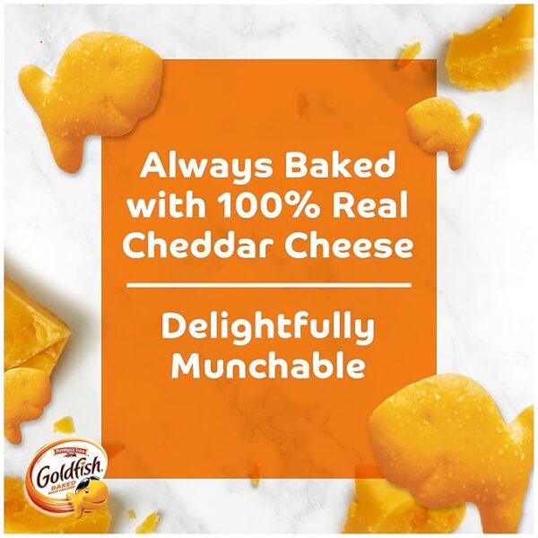 Goldfish Cheddar Cheese Crackers, Baked Snack Crackers, 1 oz On-the-Go Snack Packs, 20 Count Box - Image 2