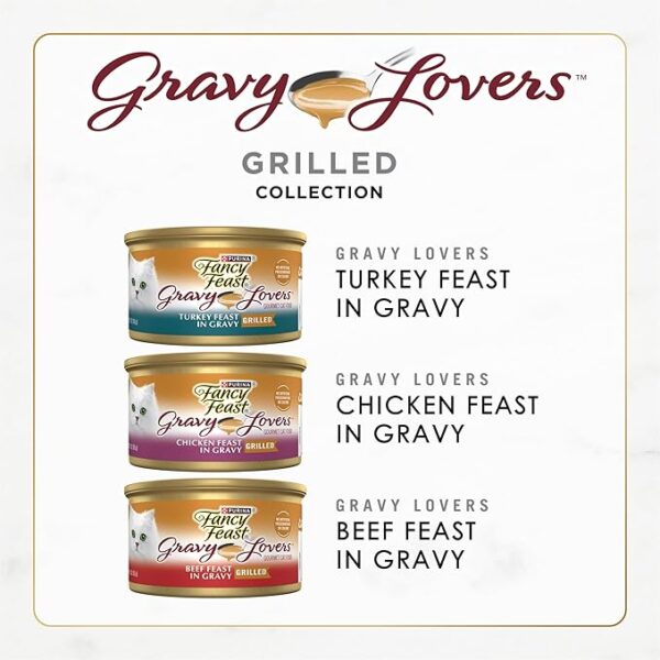 Purina Fancy Feast Gravy Lovers Poultry and Beef Grilled Gourmet Wet Cat Food Variety Pack - (Pack of 24) 3 oz. Cans - Image 2