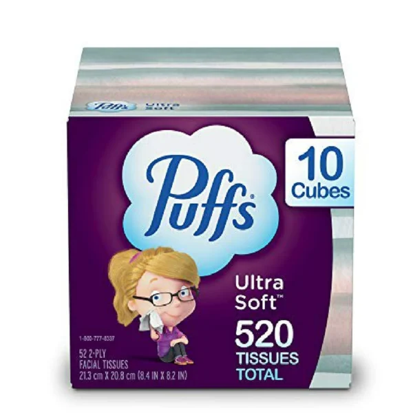 Puffs Ultra Soft Non-Lotion Tissues, 10 Cubes, 52 Tissues Per Box