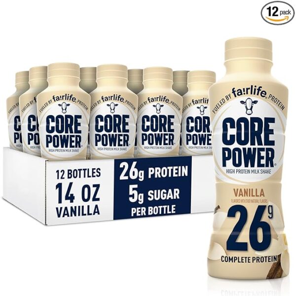 Core Power Fairlife 26g Protein Milk Shakes, Ready To Drink for Workout Recovery Liquid, Vanilla, 14 Fl Oz Bottle, kosher (Pack of 12)